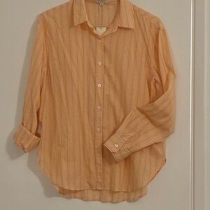 Z Supply Orange/ Peach Striped Button Down Shirt